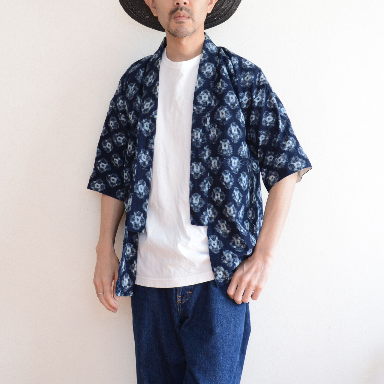 Vintage handmade Japanese workwear jacket with aged texture