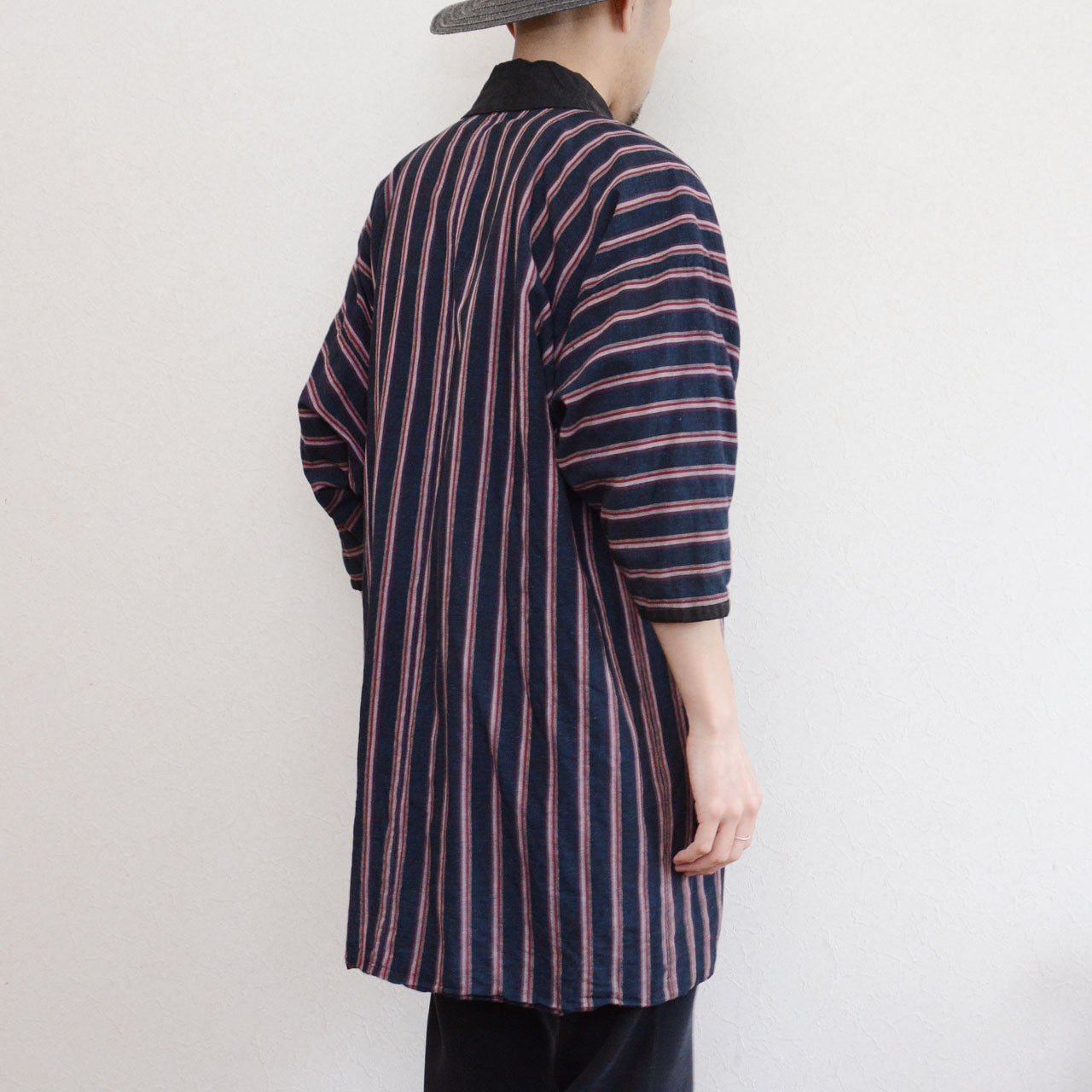 Noragi indigo stripe upcycle material vintage Japanese textile