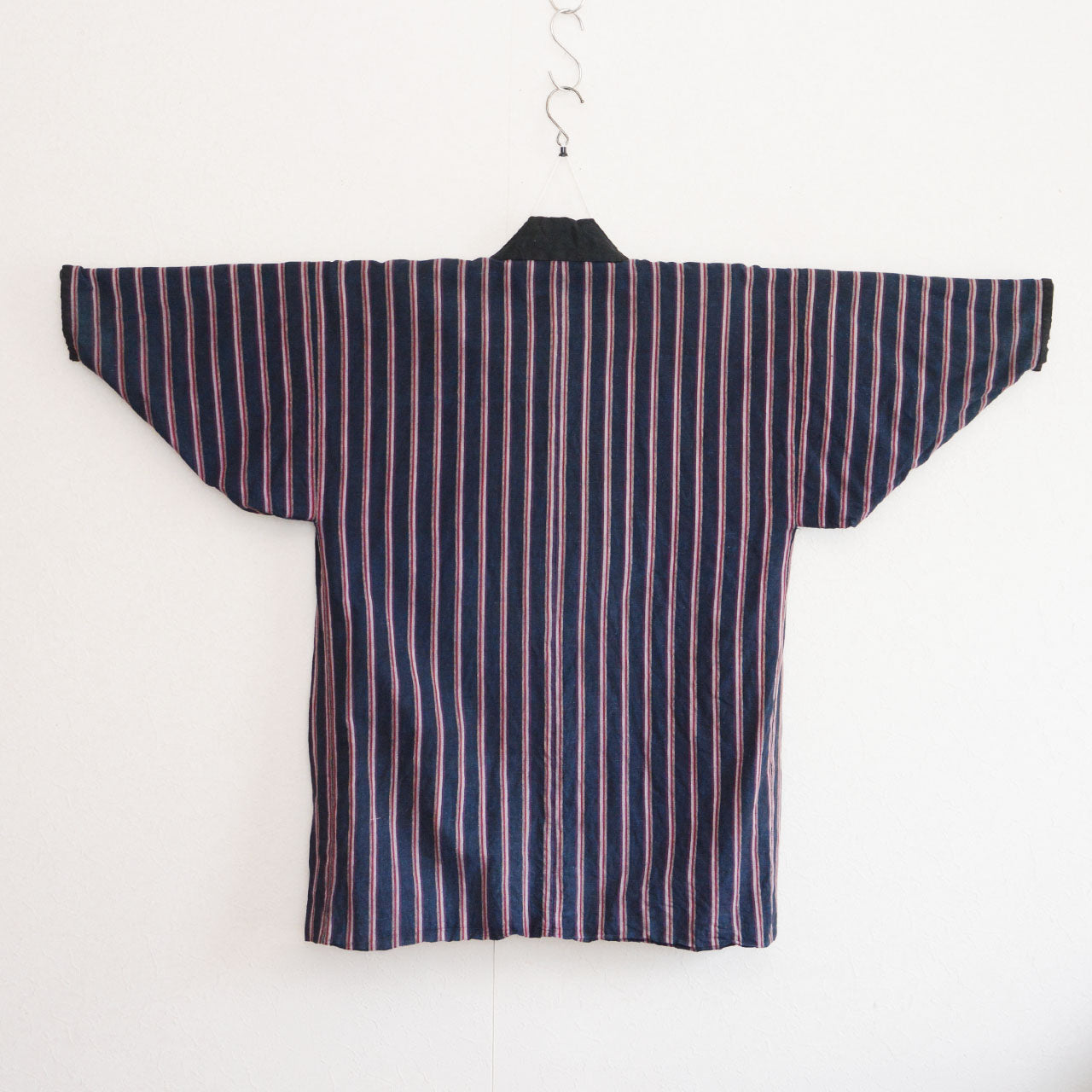 Showa era noragi front view plant-based indigo stripe