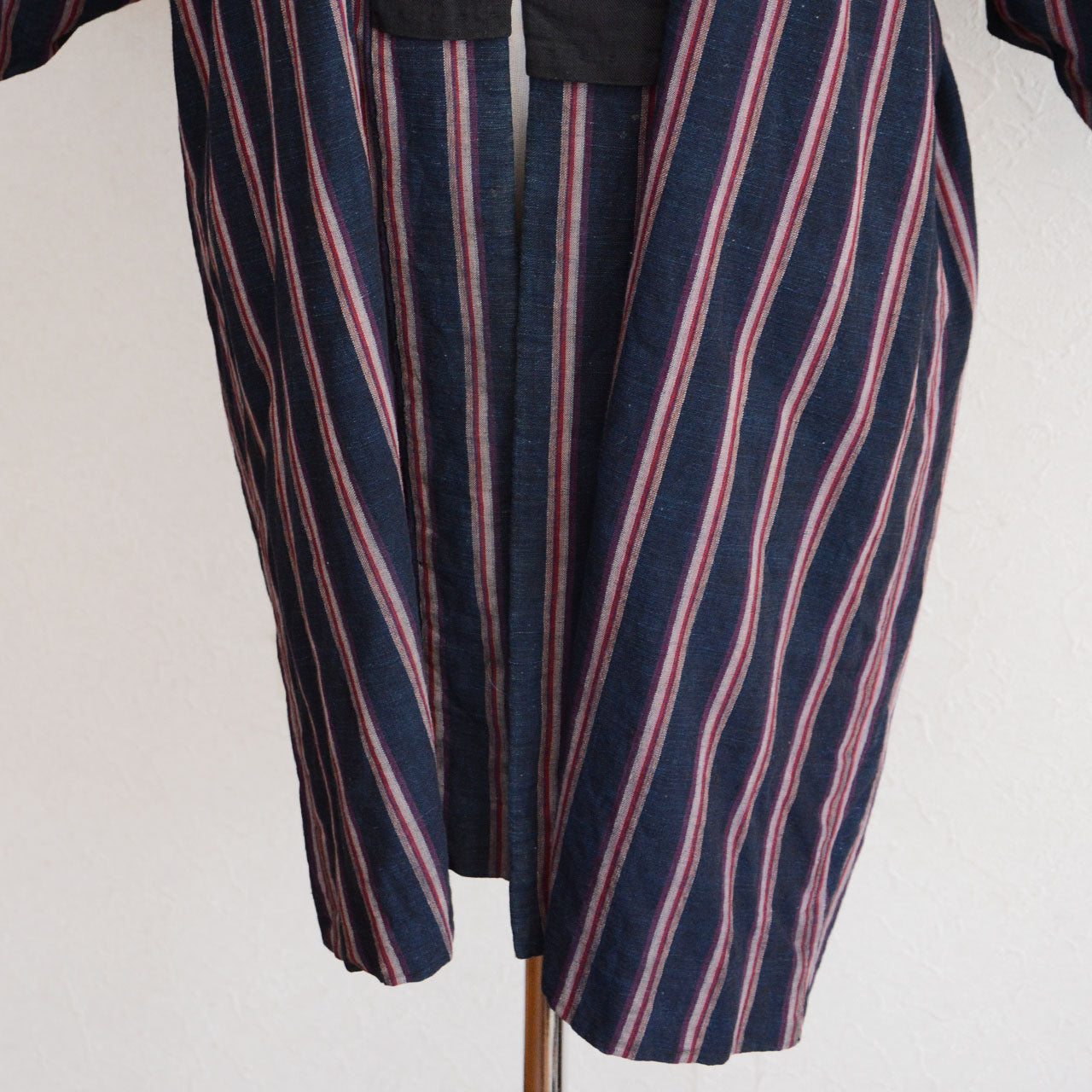 Antique noragi indigo stripe detail close-up Tohoku Japan
