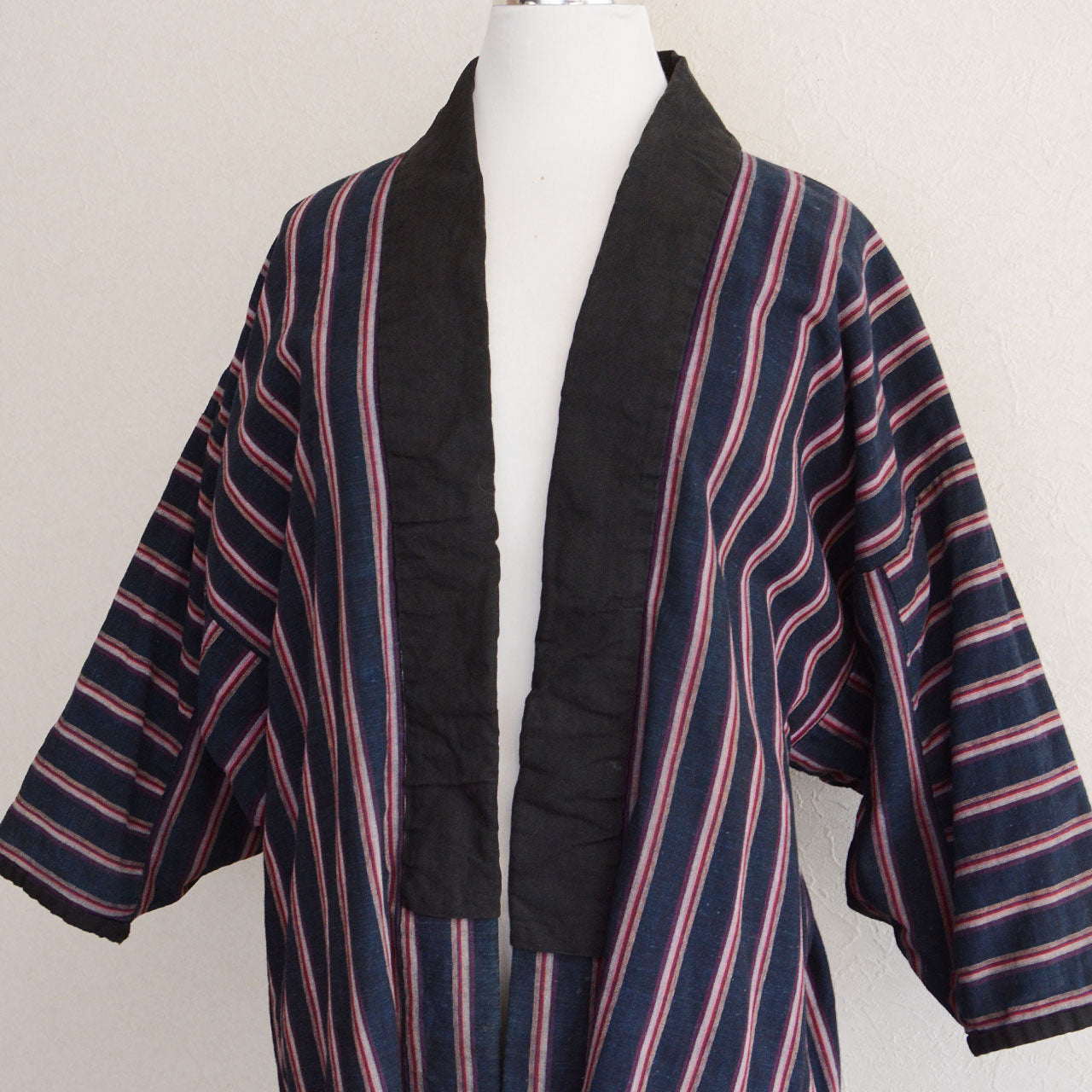 Vintage noragi layered styling indigo stripe cotton