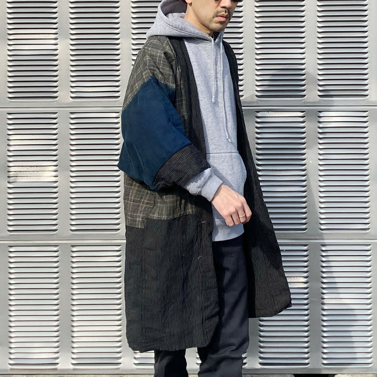 Japanese Noragi jacket with indigo stripes