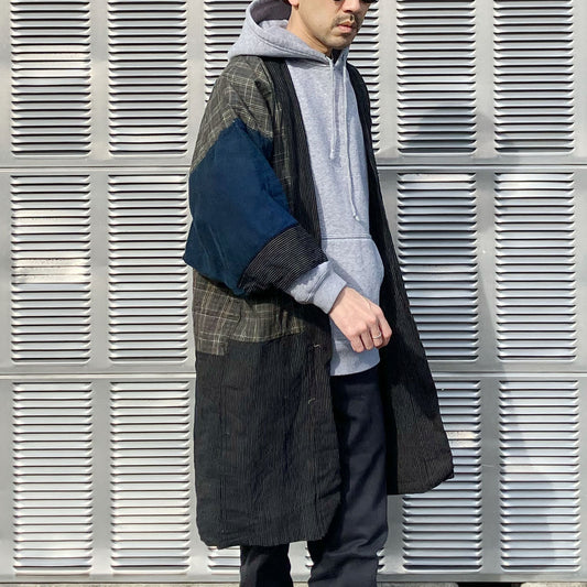 Japanese Noragi jacket with indigo stripes