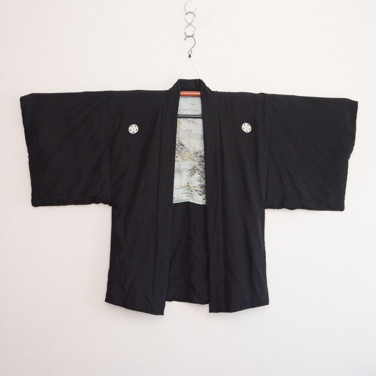 Vintage kuromontsuki haori mens black silk Japan vintage