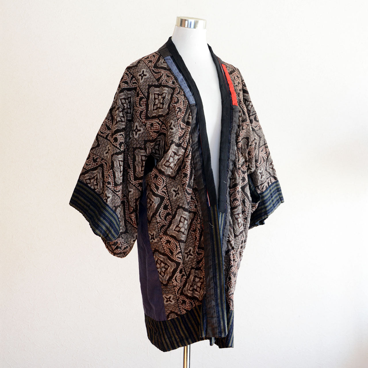 Vintage Japanese Noragi Jacket with Indigo Stripes