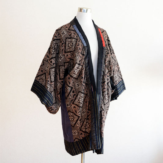 Vintage Japanese Noragi Jacket with Indigo Stripes