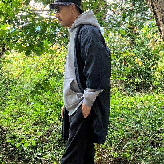 Indigo striped Noragi jacket with solid indigo lining