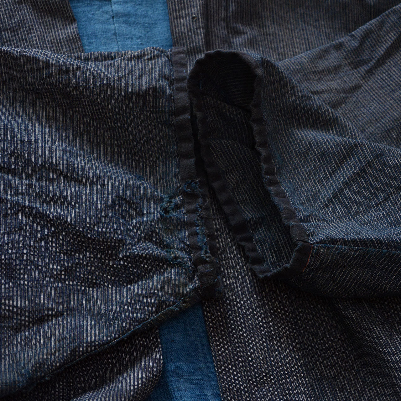 Noragi jacket with deep indigo solid lining inside