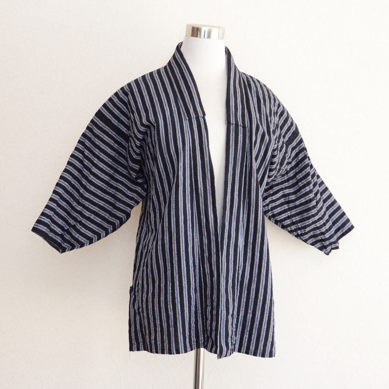 Vintage Japanese noragi jacket indigo striped cotton fabric