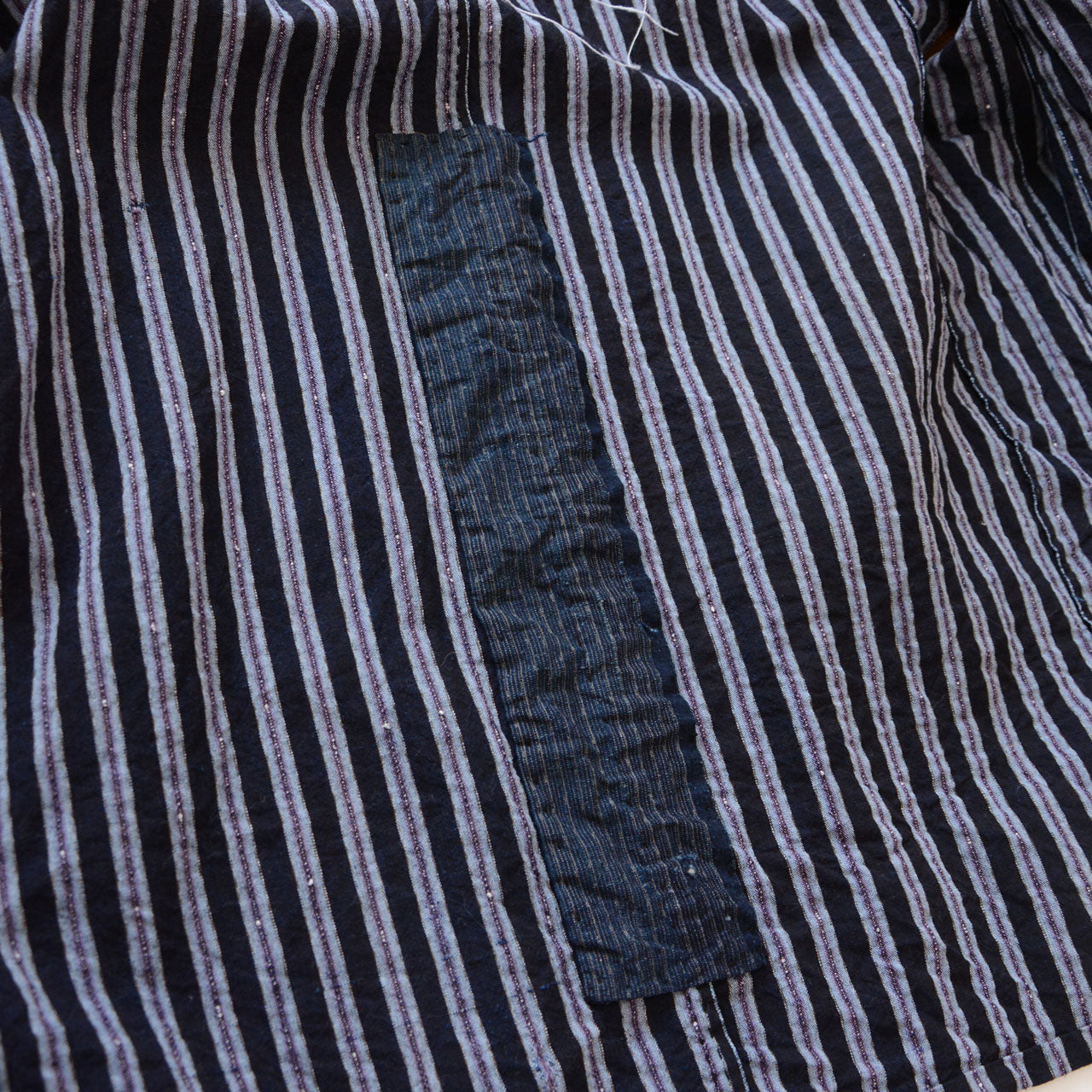 Noragi jacket with striped cotton textile from Japan