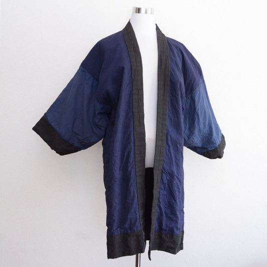 Japanese vintage noragi, cotton stripe crazy pattern, early Showa era, Tohoku