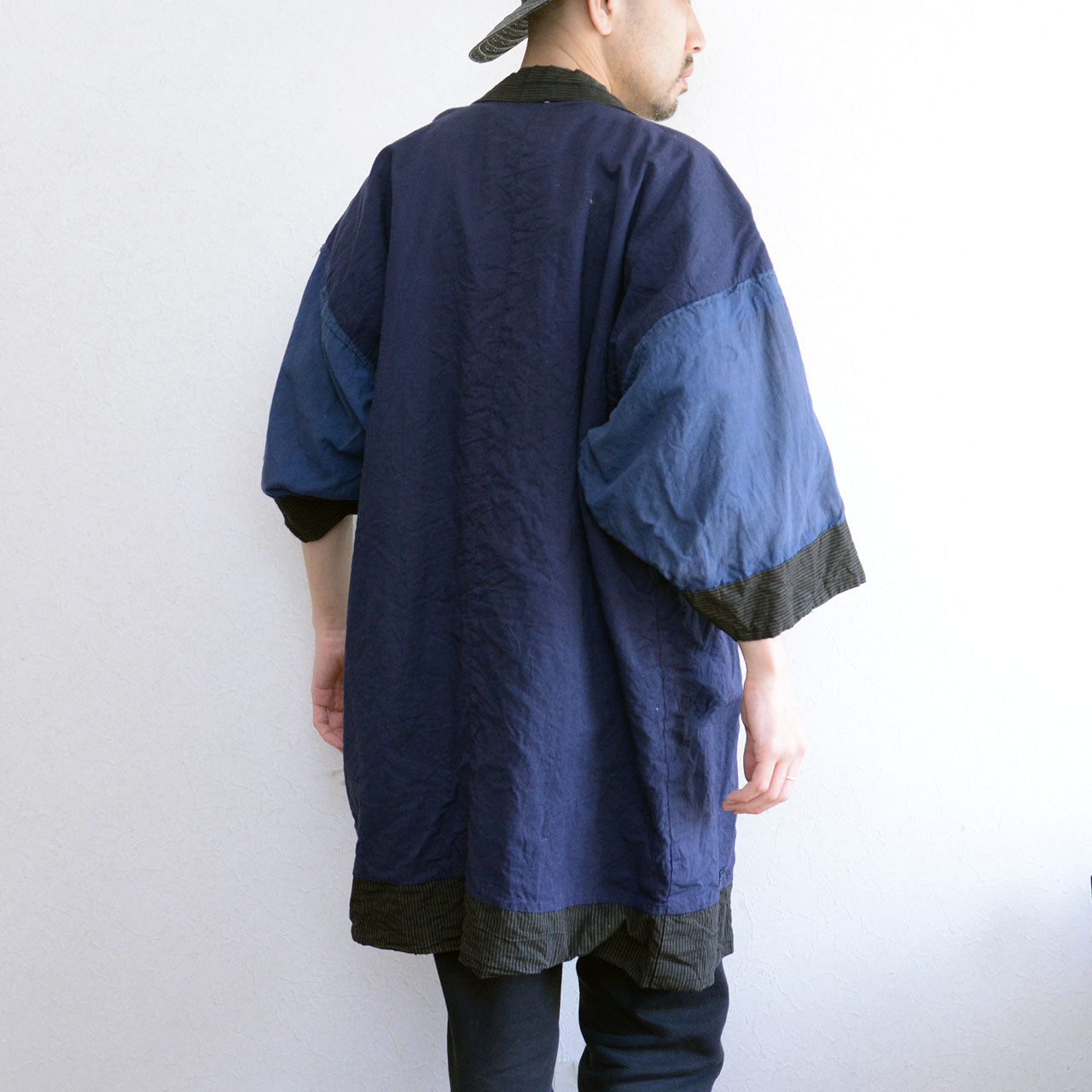 Japan vintage noragi workwear, cotton crazy pattern, Tohoku textile