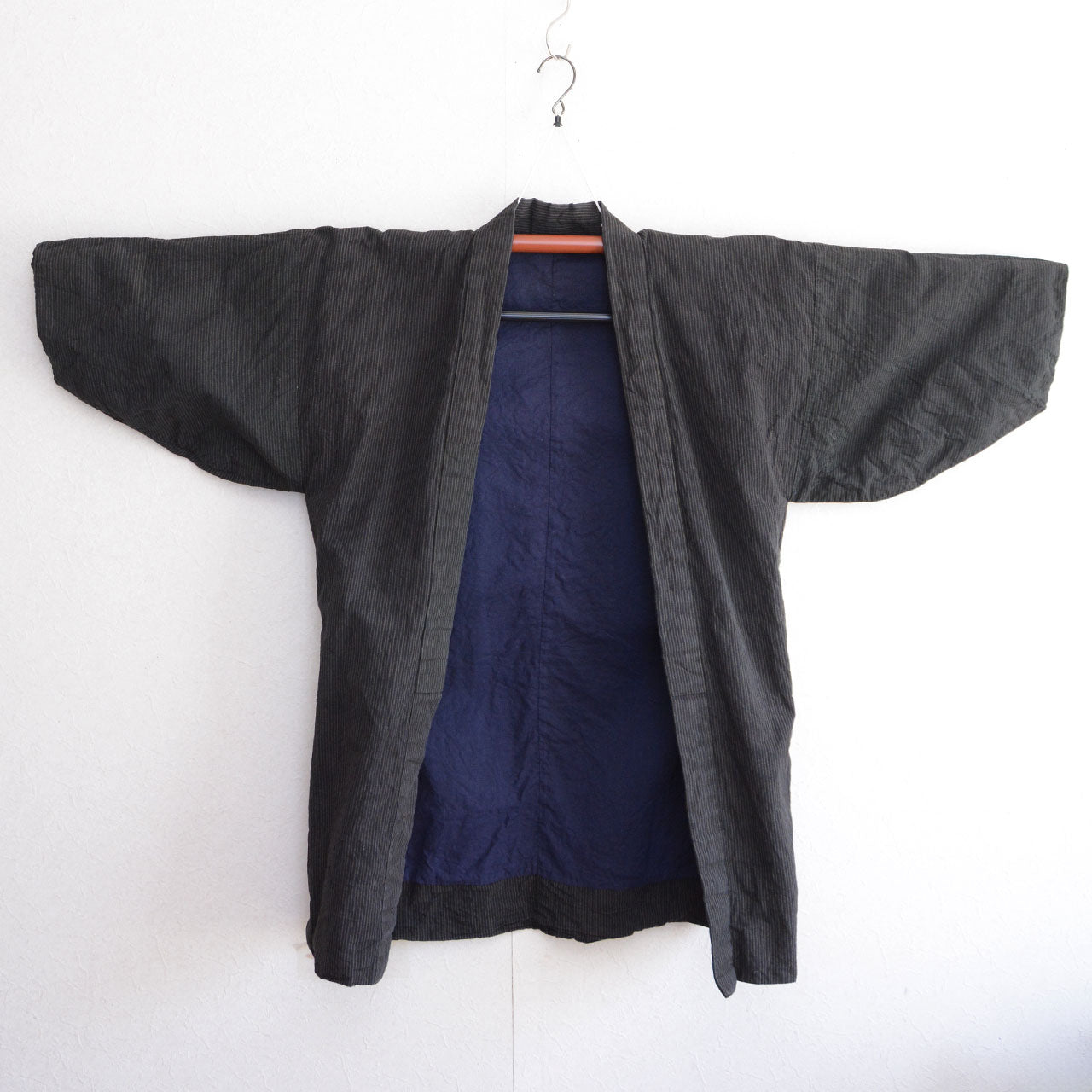 Japan vintage noragi, stripe cotton workwear, Tohoku, crazy pattern fabric