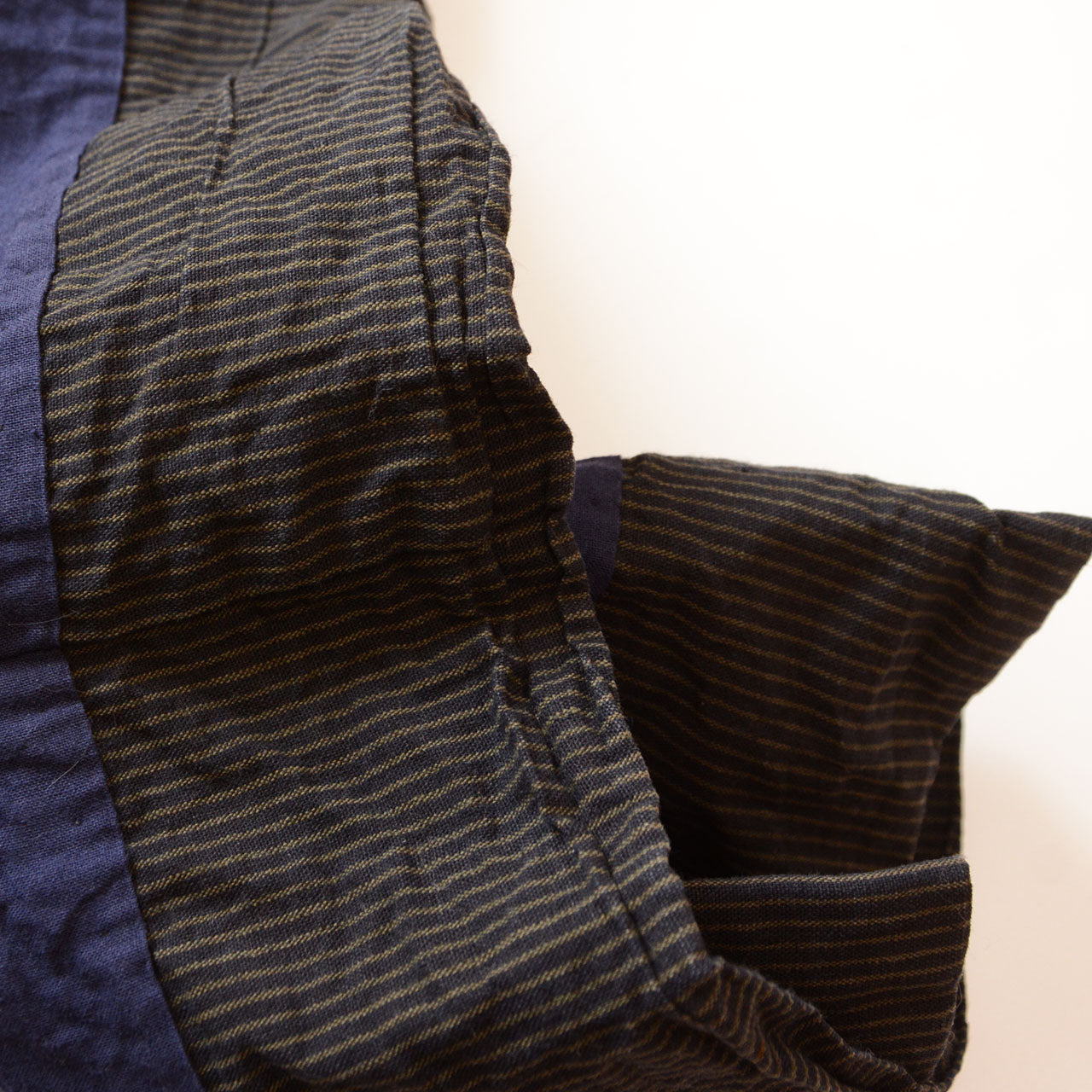 Japanese antique noragi, cotton stripe, crazy pattern, Tohoku origin
