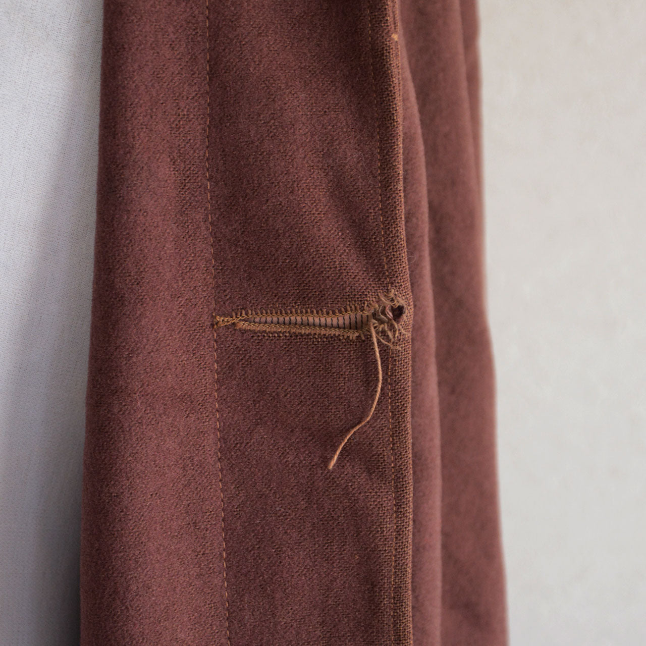 Interior lining detail of a Showa period Japanese wool cape