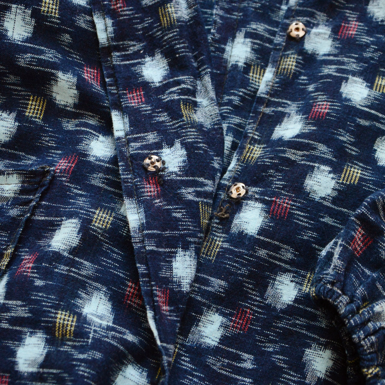 YAMAKO vintage Japanese garment in handwoven kasuri textile