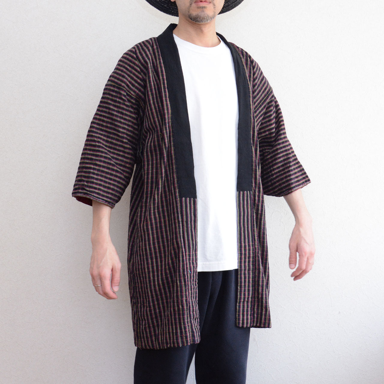 Traditional Japanese work jacket from the Showa period, cotton plaid